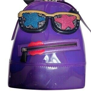 Furla Candy Gang Mini Backpack Womens Purple Translucent Jelly Glitter RARE